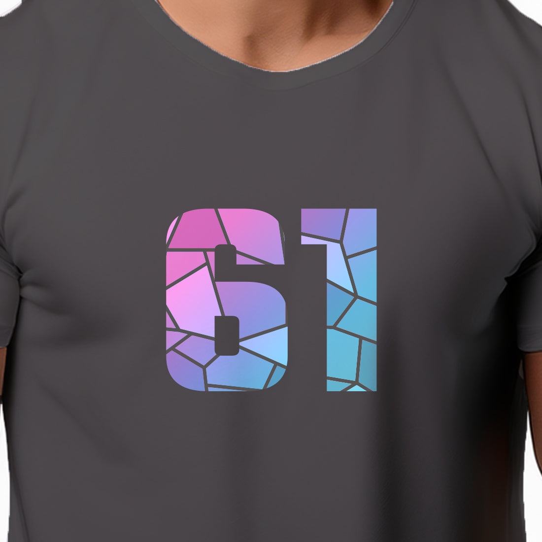 61 Number Men Unisex T-Shirt (Charcoal Grey)