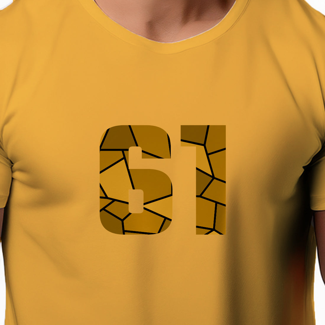 61 Number Men Unisex T-Shirt (Golden Yellow)