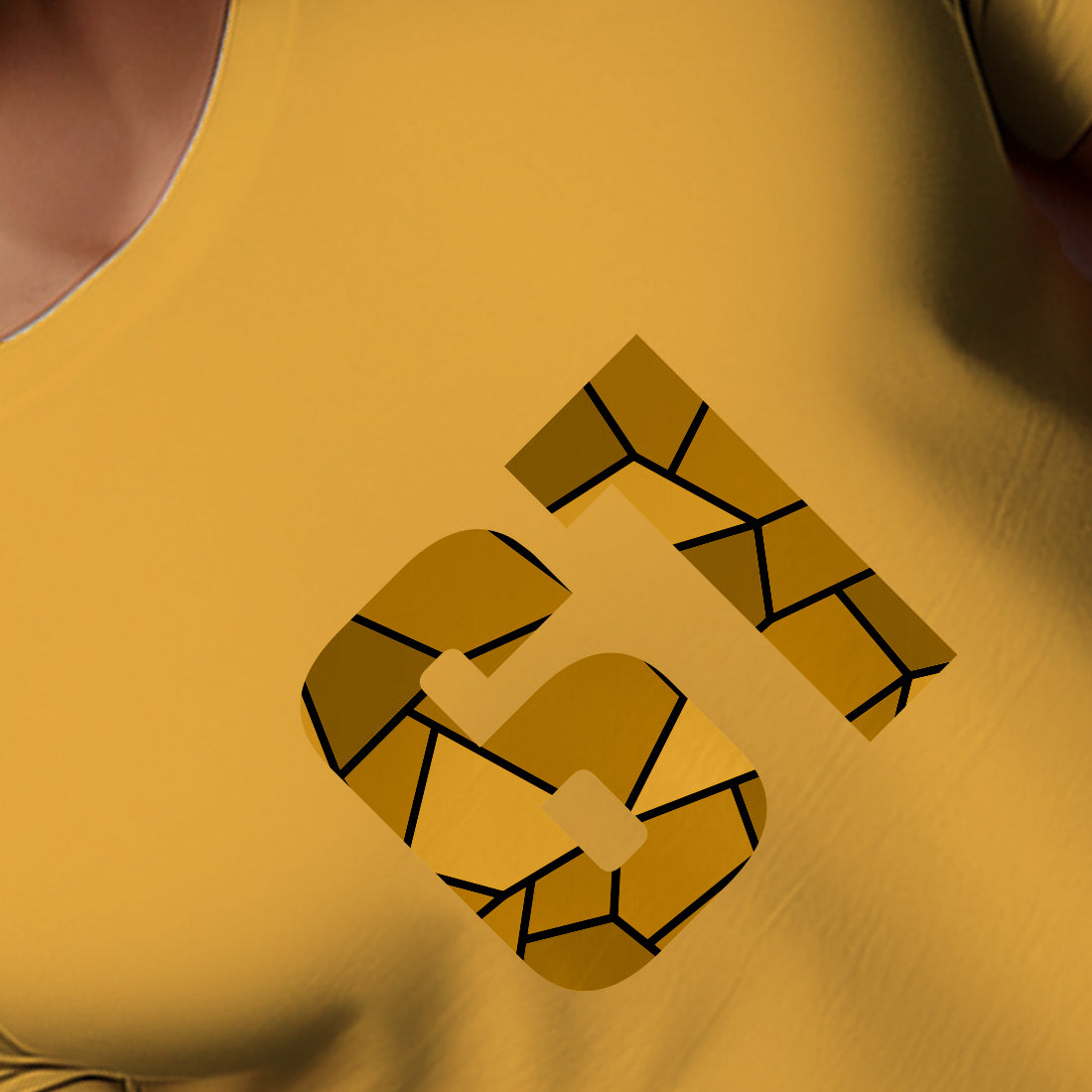 61 Number Men Unisex T-Shirt (Golden Yellow)