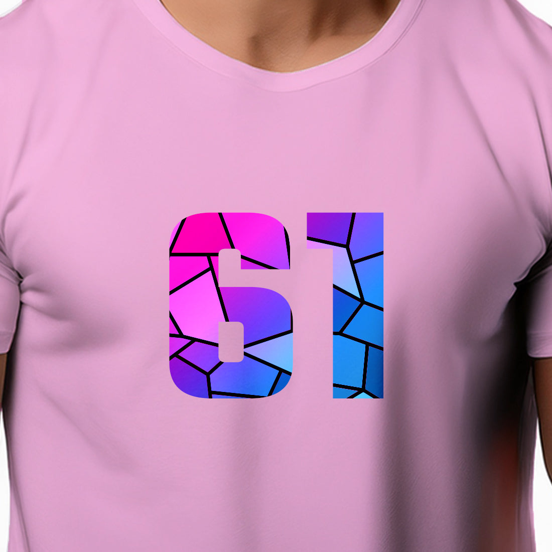 61 Number Men Unisex T-Shirt (Light Pink)