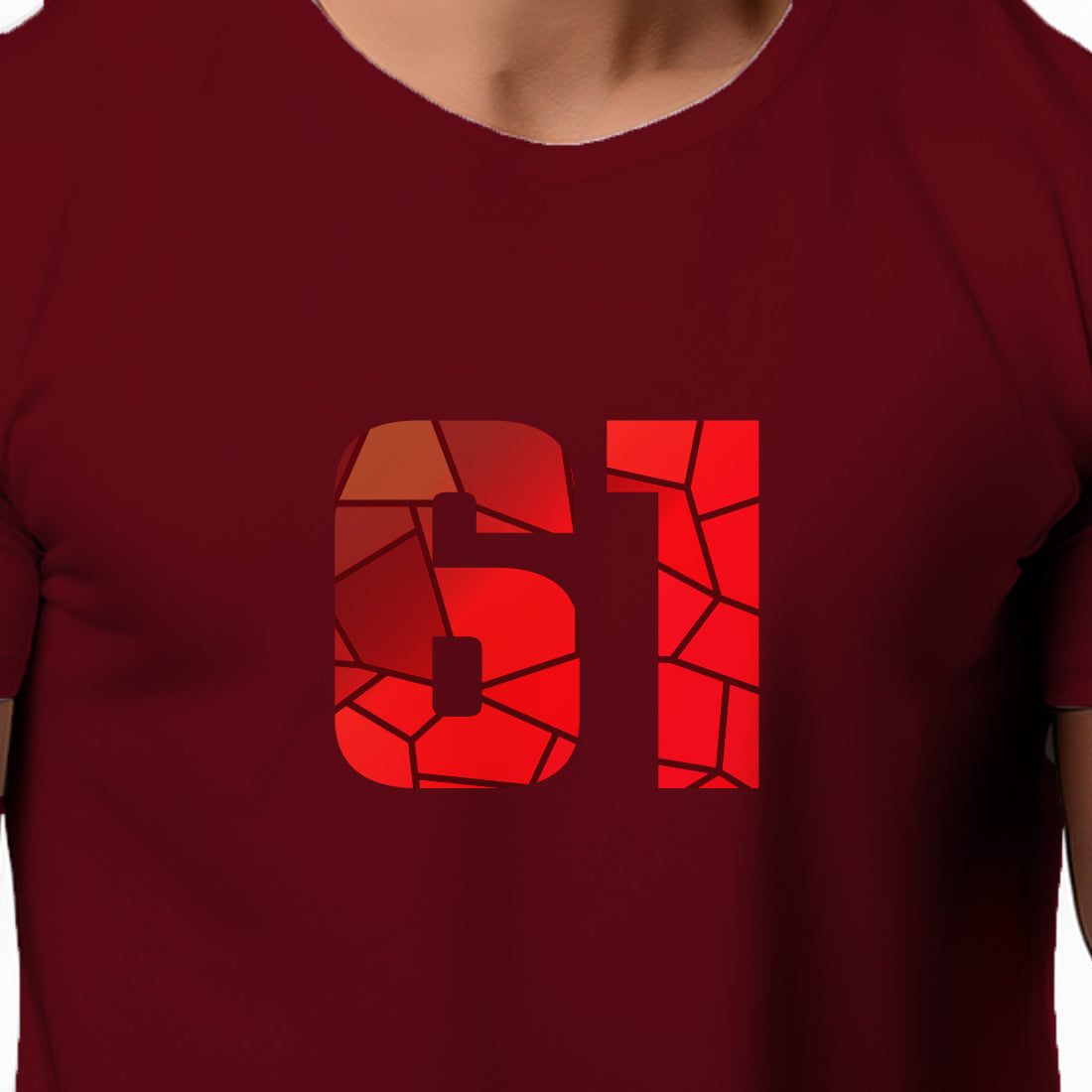 61 Number Men Unisex T-Shirt (Maroon)