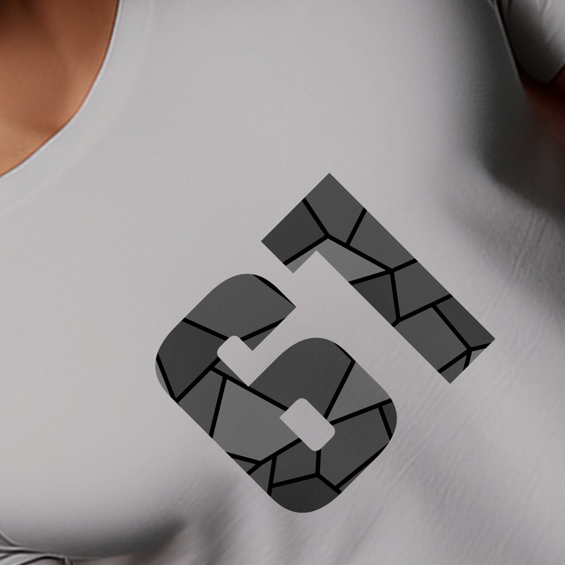 61 Number Men Unisex T-Shirt (Melange Grey)