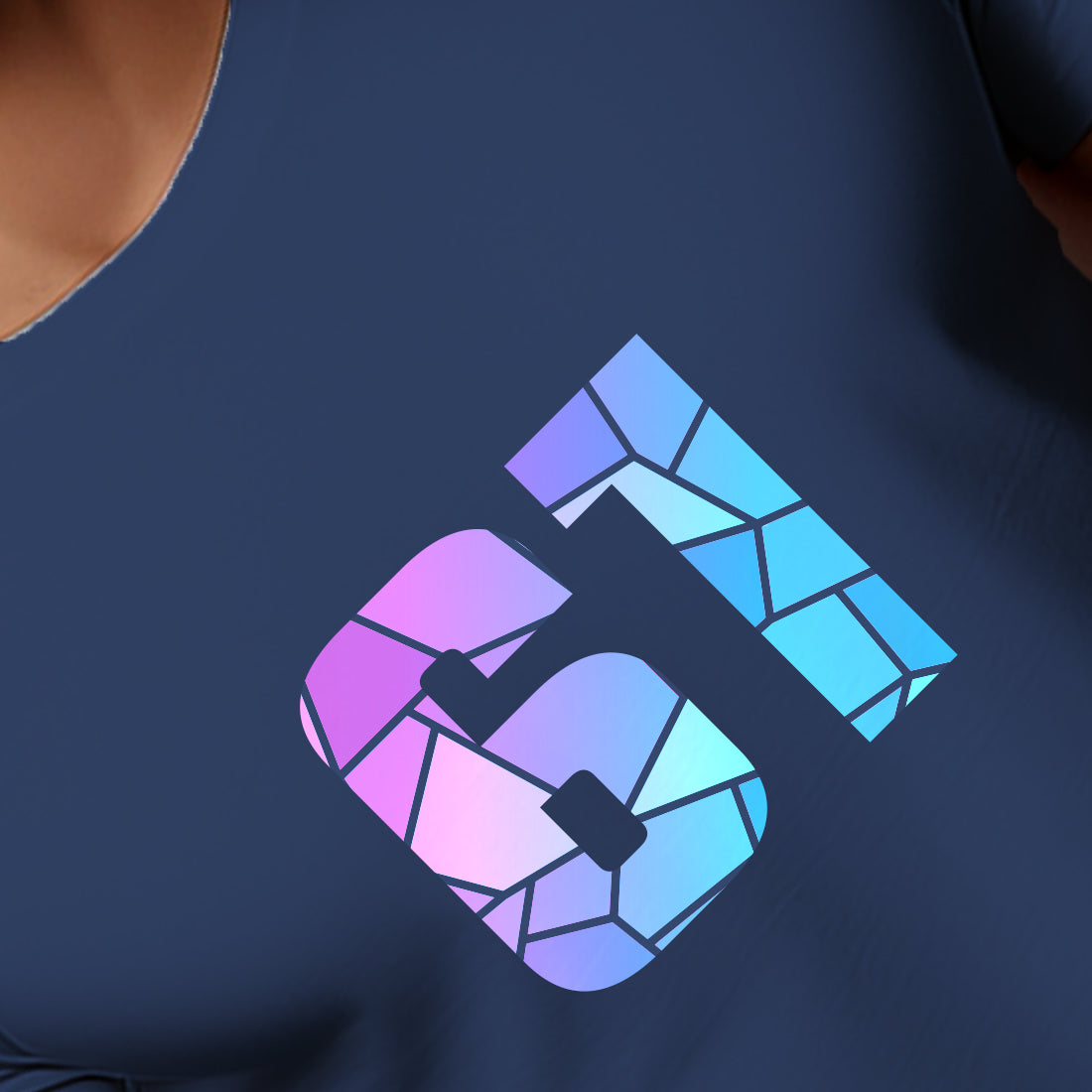 61 Number Men Unisex T-Shirt (Navy Blue)
