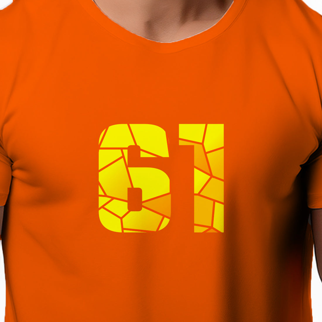 61 Number Men Unisex T-Shirt (Orange)