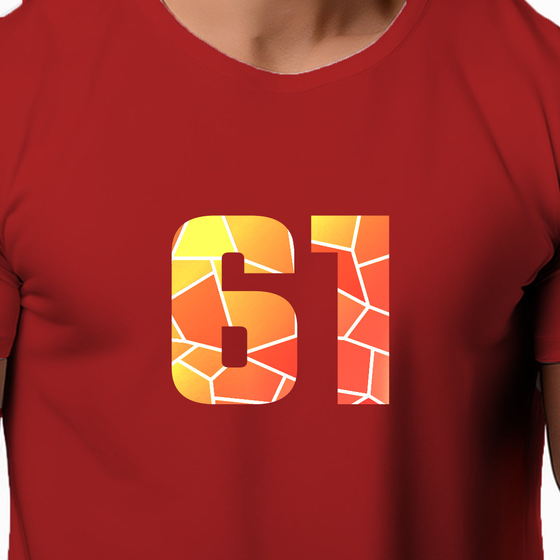61 Number Men Unisex T-Shirt (Red)