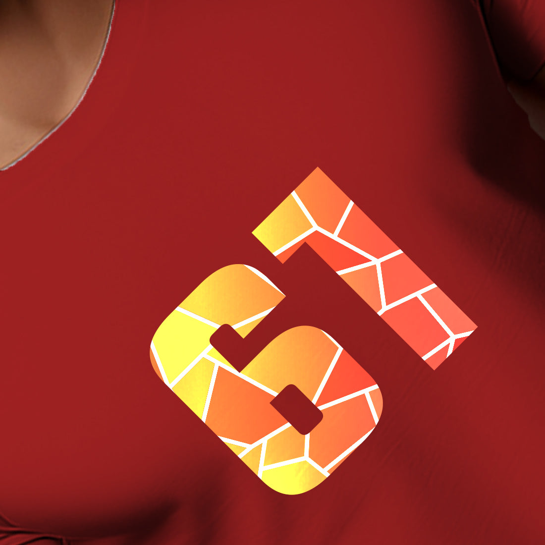 61 Number Men Unisex T-Shirt (Red)