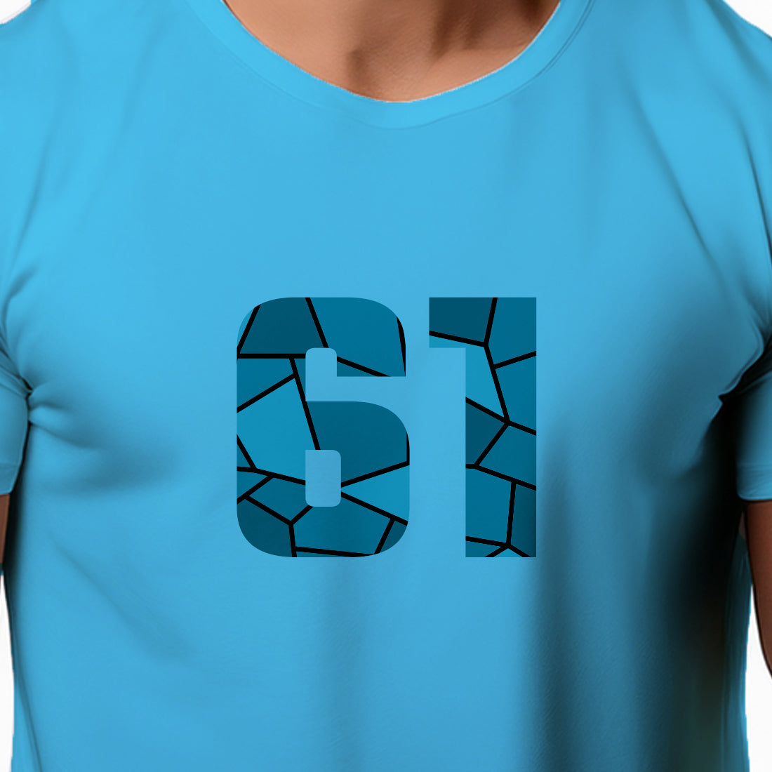 61 Number Men Unisex T-Shirt (Sky Blue)