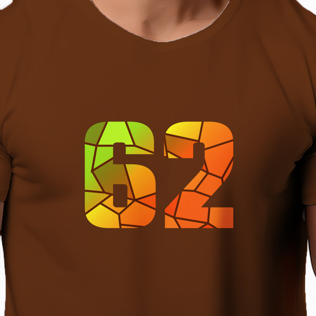 62 Number Men Unisex T-Shirt (Brown)