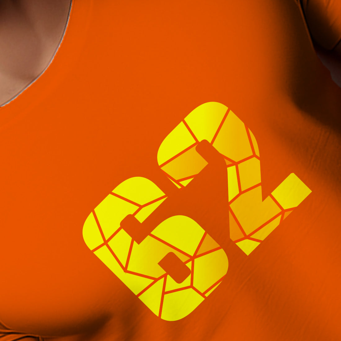 62 Number Men Unisex T-Shirt (Orange)