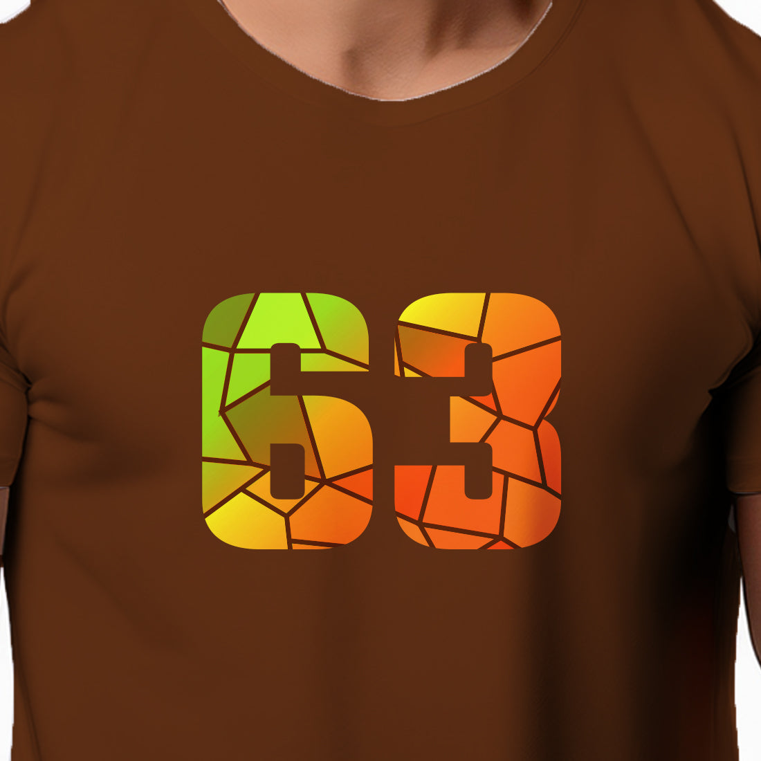 63 Number Men Unisex T-Shirt (Brown)