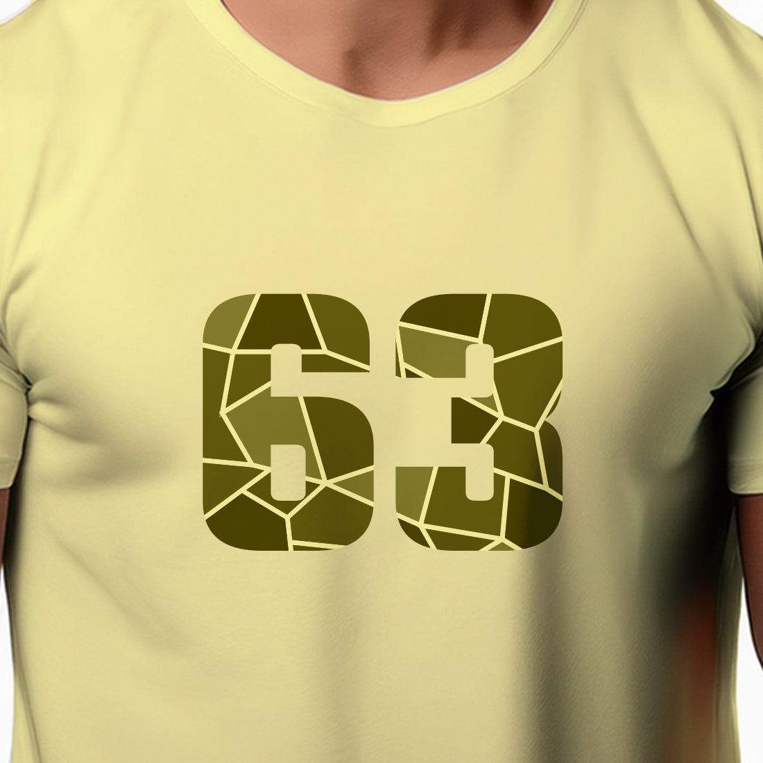 63 Number Men Unisex T-Shirt (Butter Yellow)