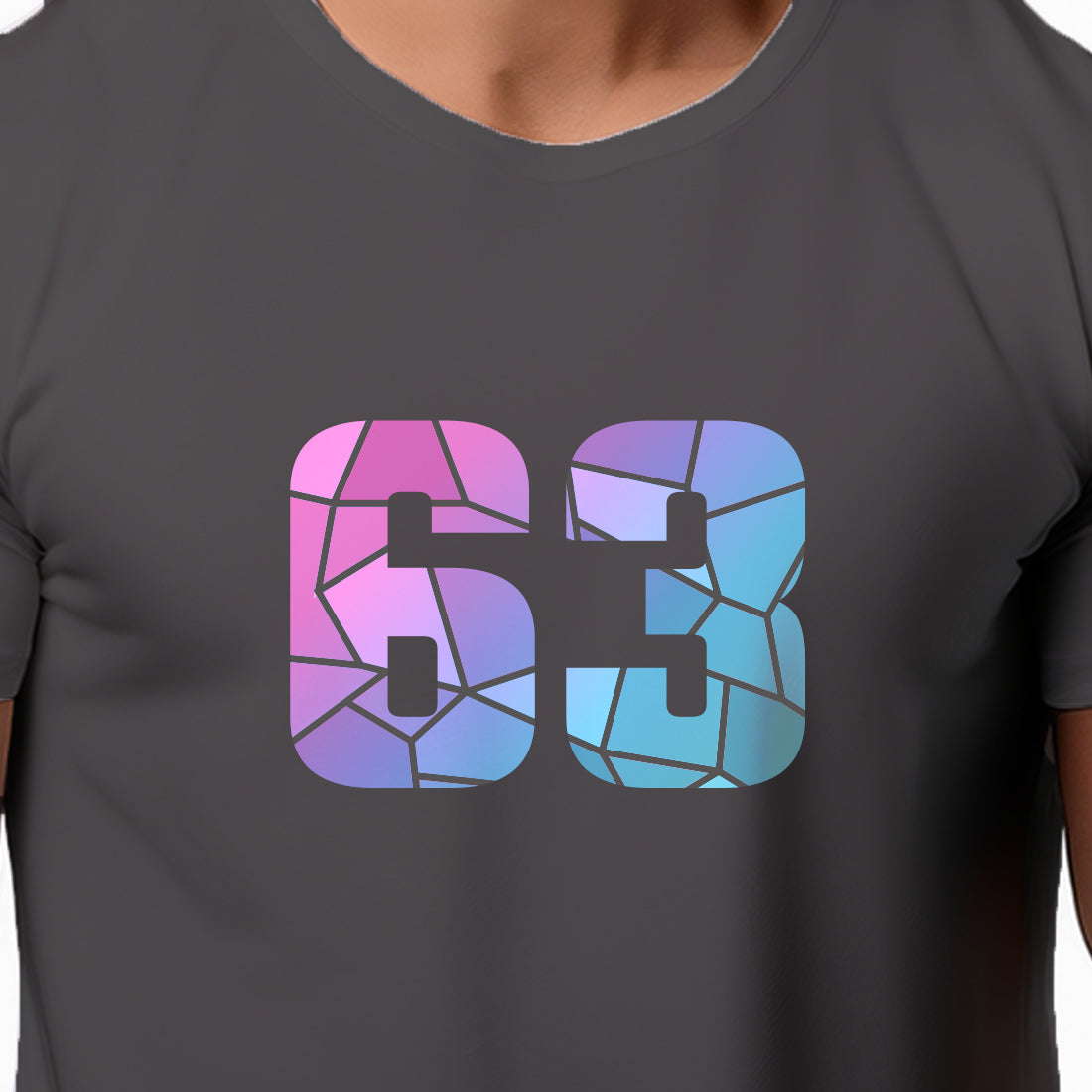 63 Number Men Unisex T-Shirt (Charcoal Grey)