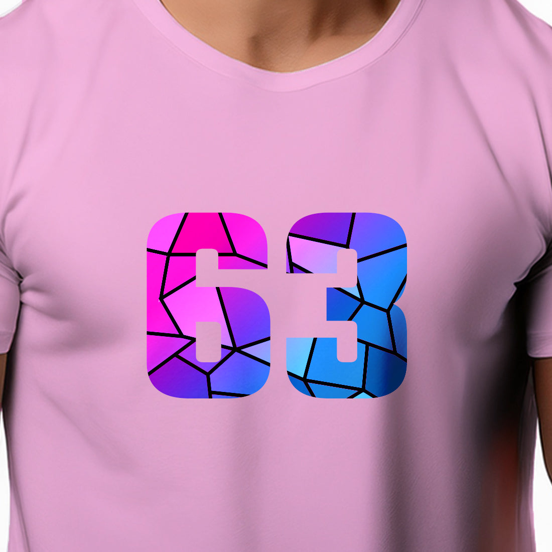 63 Number Men Unisex T-Shirt (Light Pink)