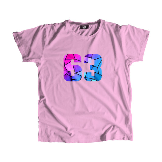 63 Number Men Unisex T-Shirt (Light Pink)