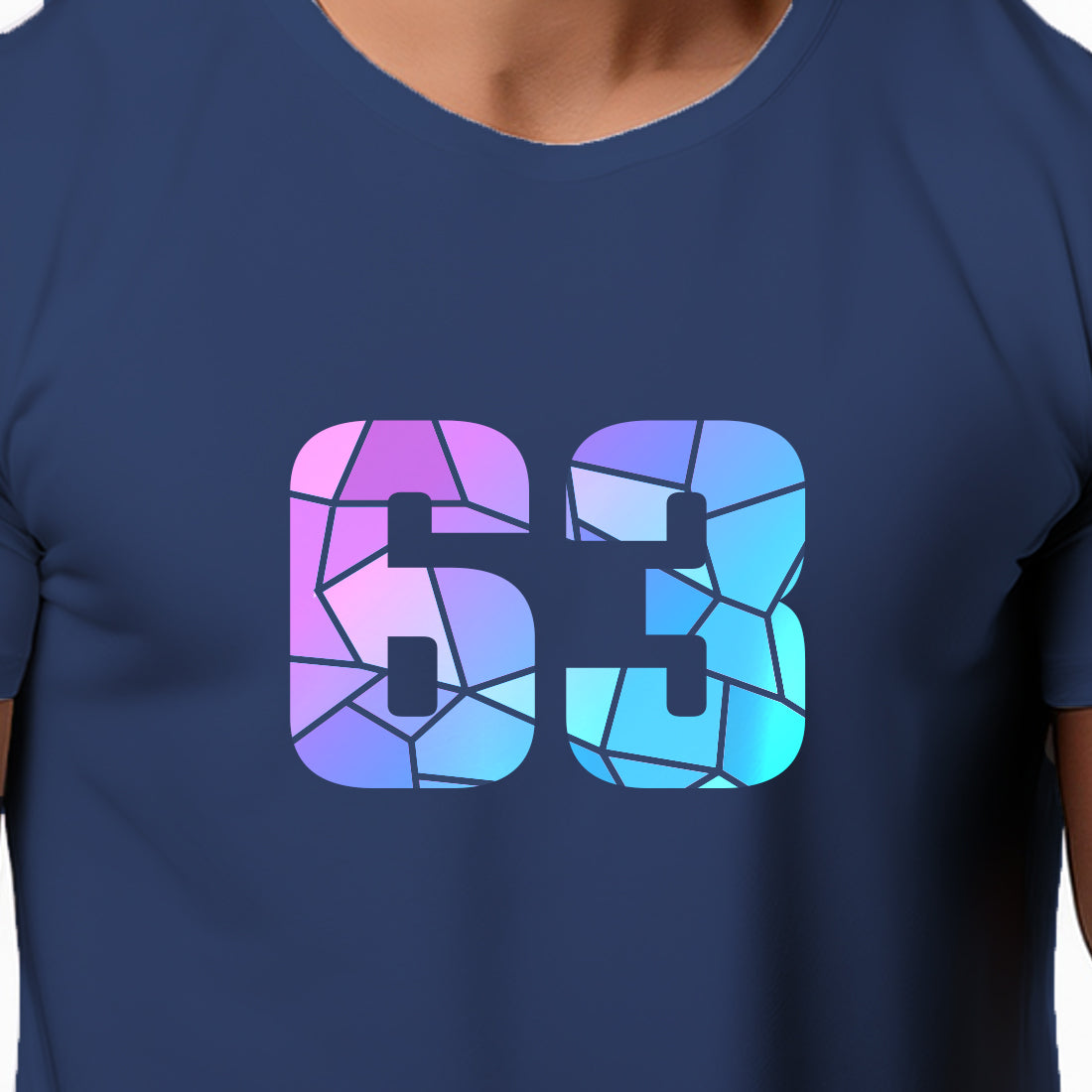 63 Number Men Unisex T-Shirt (Navy Blue)