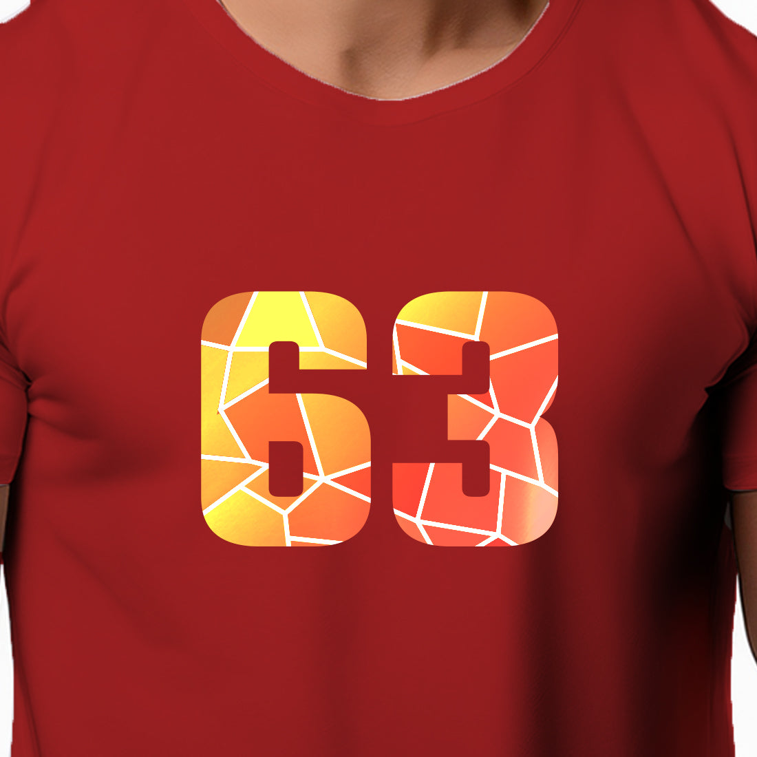 63 Number Men Unisex T-Shirt (Red)