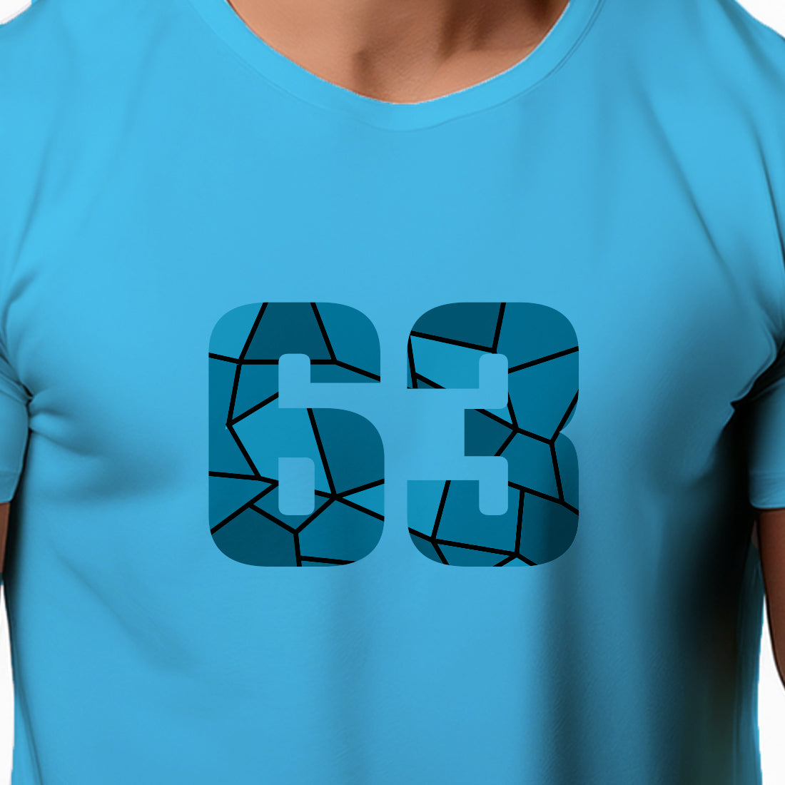 63 Number Men Unisex T-Shirt (Sky Blue)