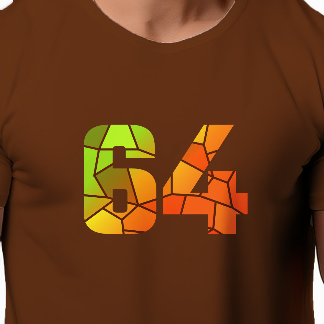 64 Number Men Unisex T-Shirt (Brown)