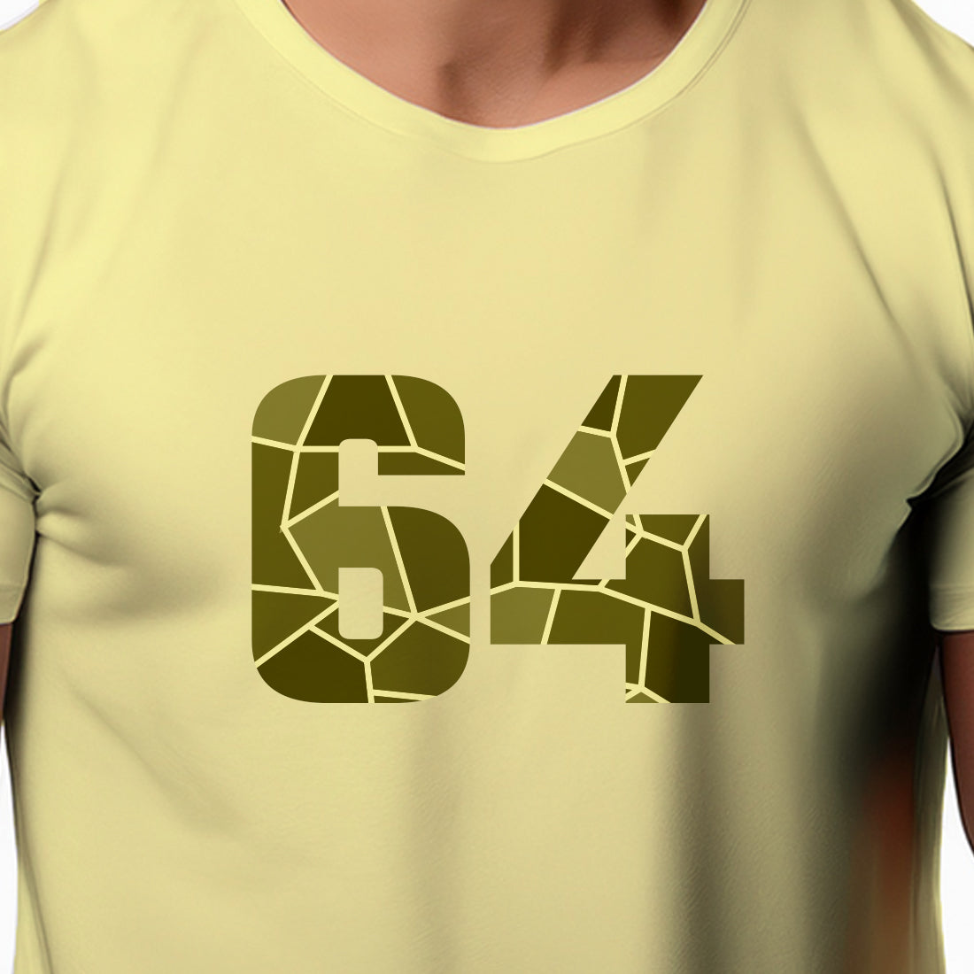 64 Number Men Unisex T-Shirt (Butter Yellow)