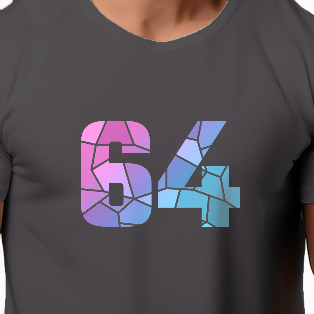 64 Number Men Unisex T-Shirt (Charcoal Grey)