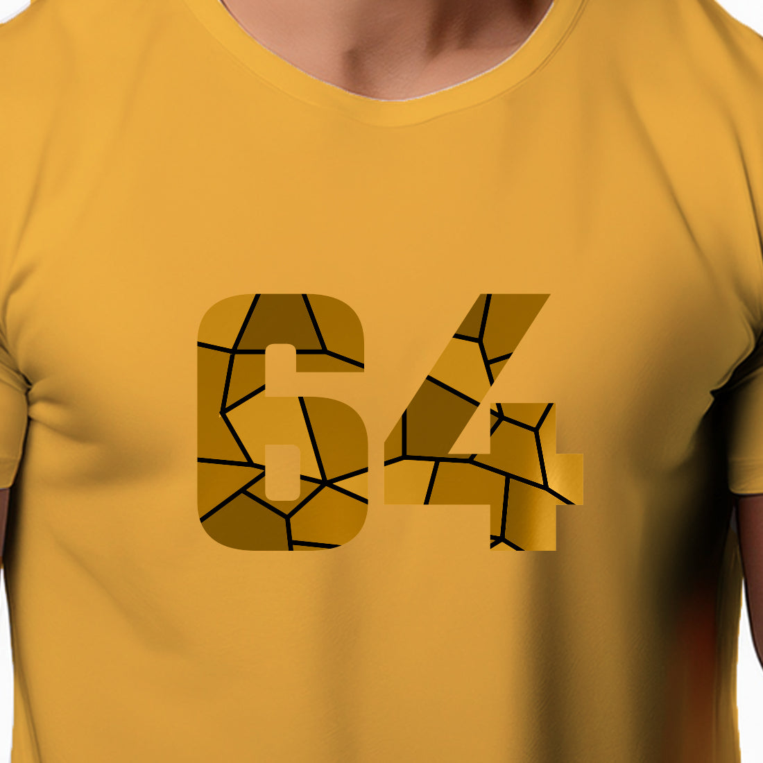 64 Number Men Unisex T-Shirt (Golden Yellow)