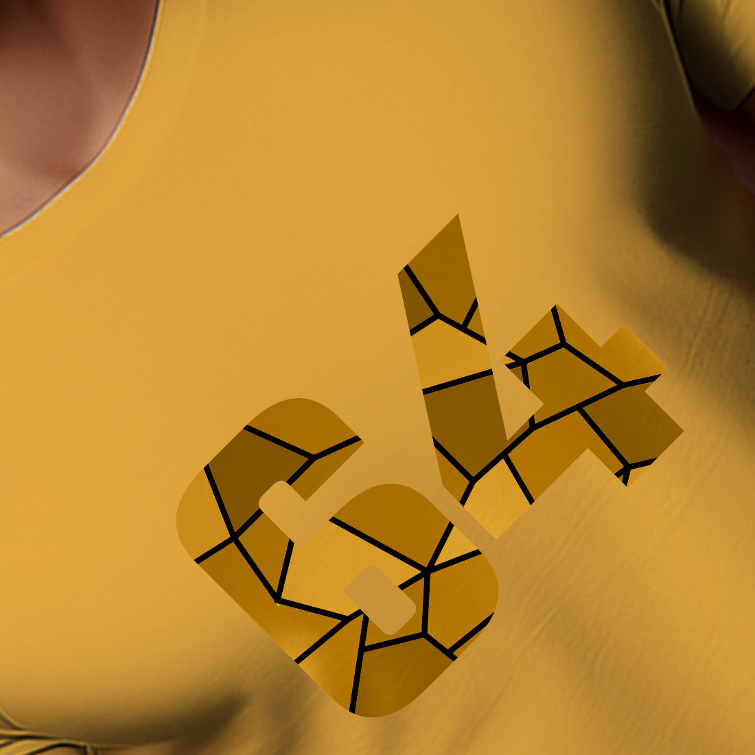 64 Number Men Unisex T-Shirt (Golden Yellow)