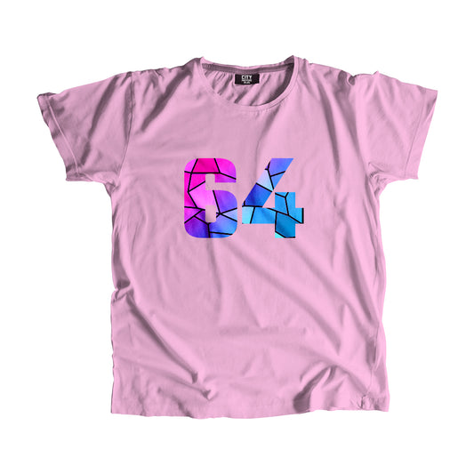 64 Number Men Unisex T-Shirt (Light Pink)