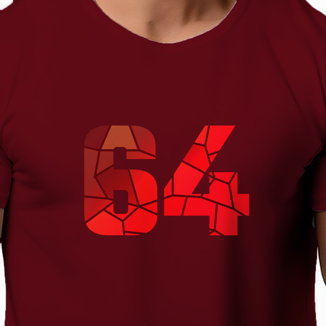 64 Number Men Unisex T-Shirt (Maroon)