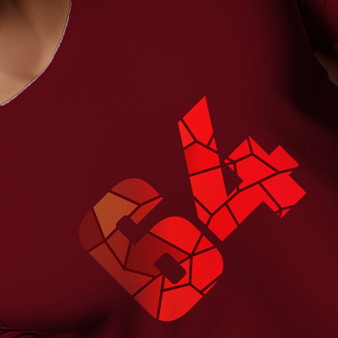 64 Number Men Unisex T-Shirt (Maroon)