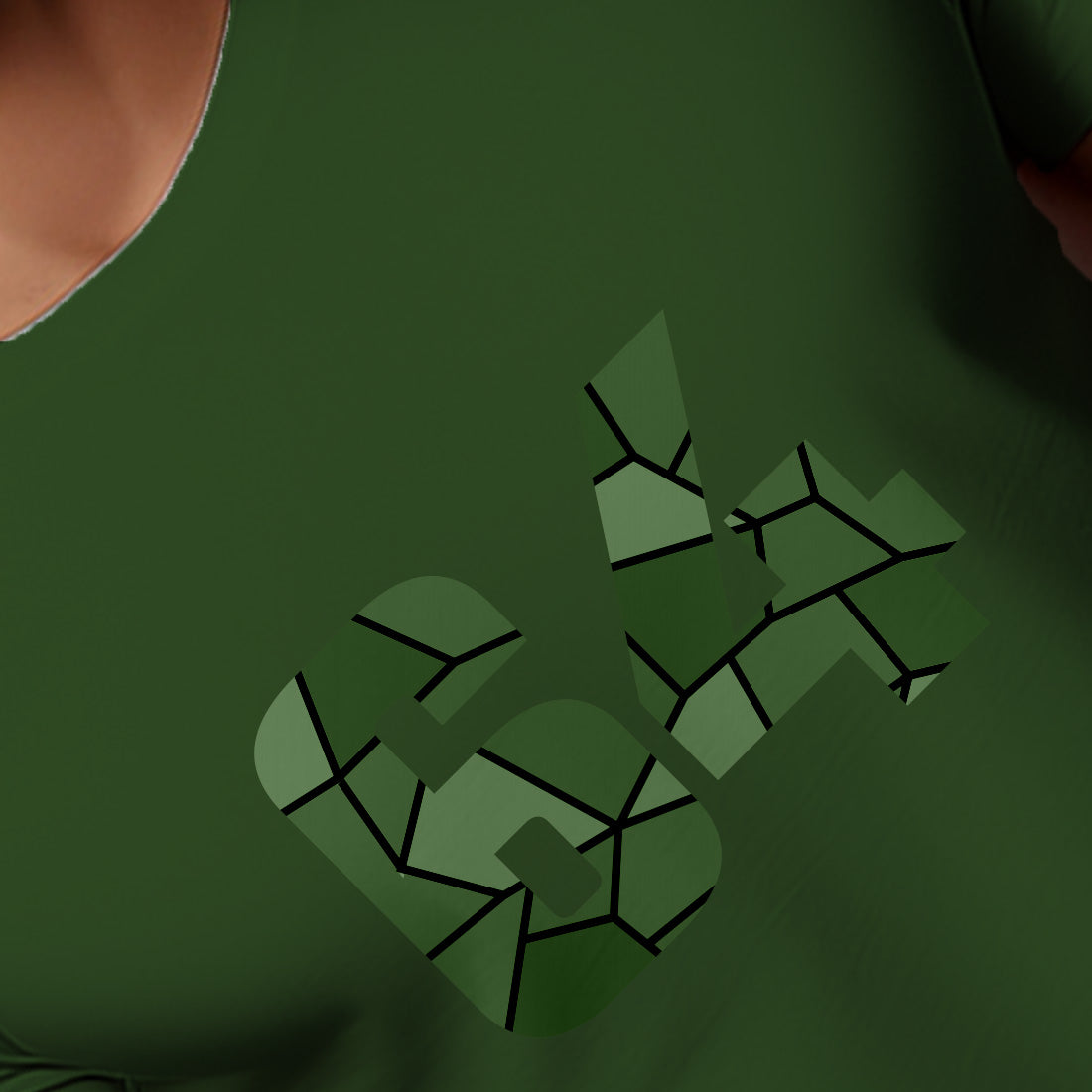 64 Number Men Unisex T-Shirt (Olive Green)