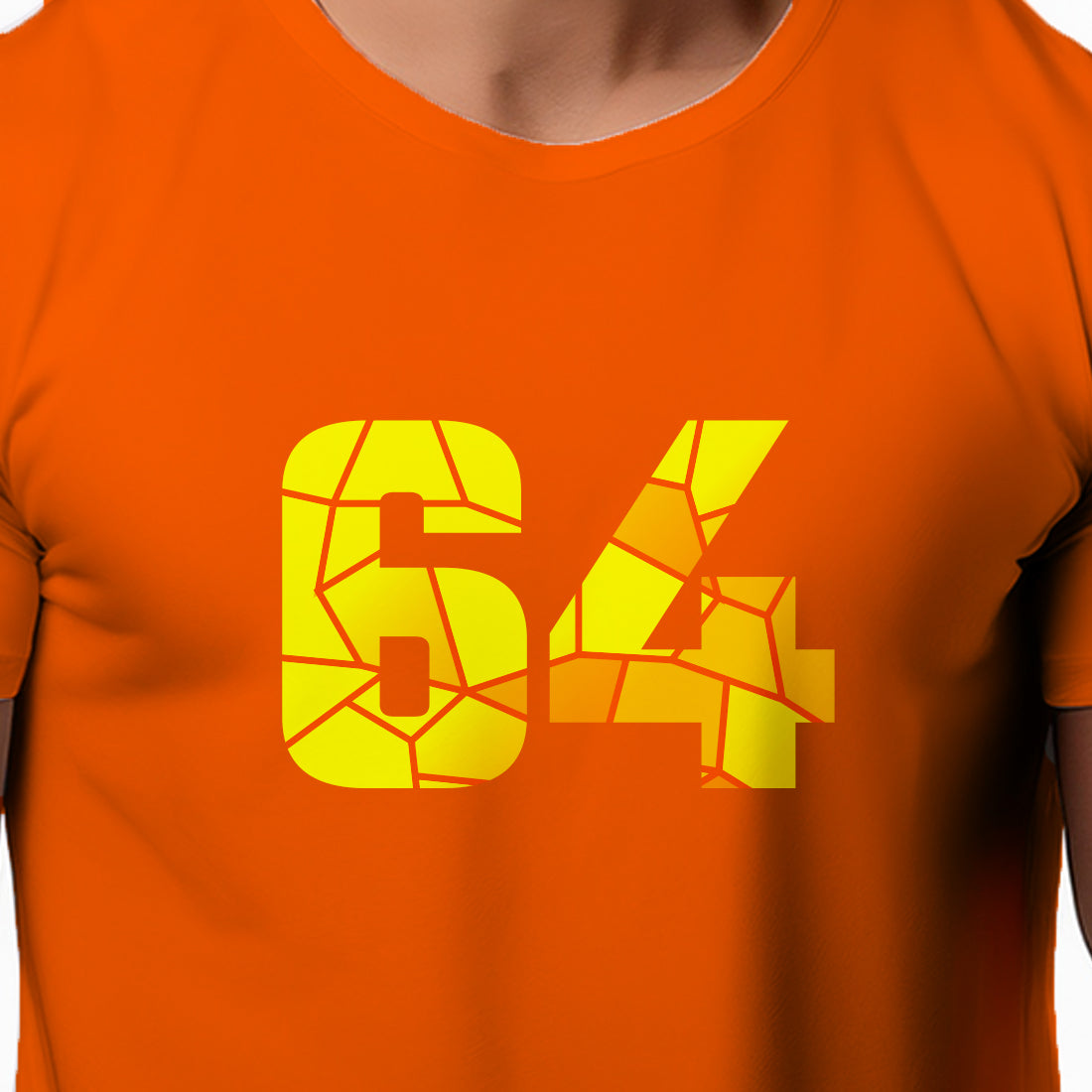 64 Number Men Unisex T-Shirt (Orange)