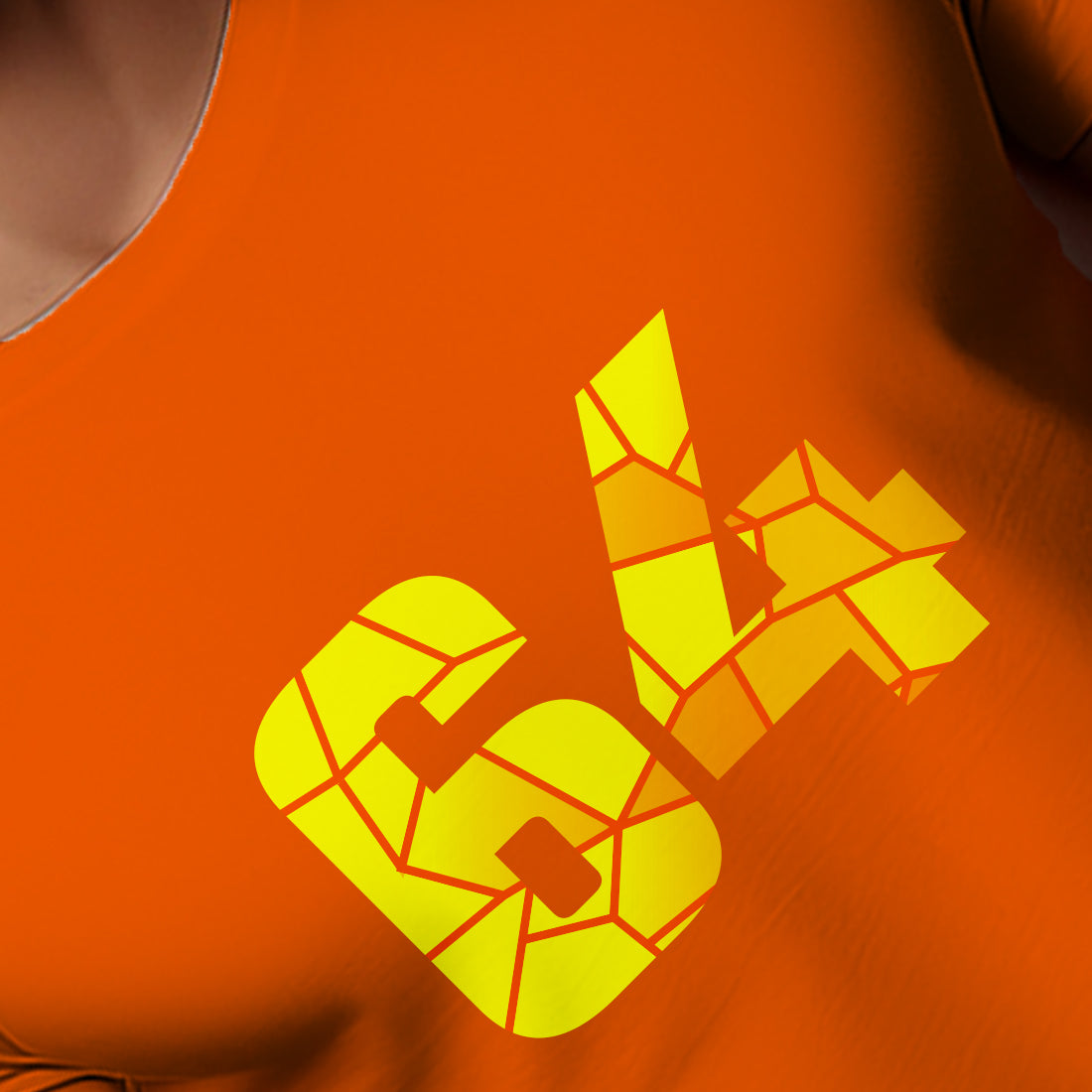 64 Number Men Unisex T-Shirt (Orange)