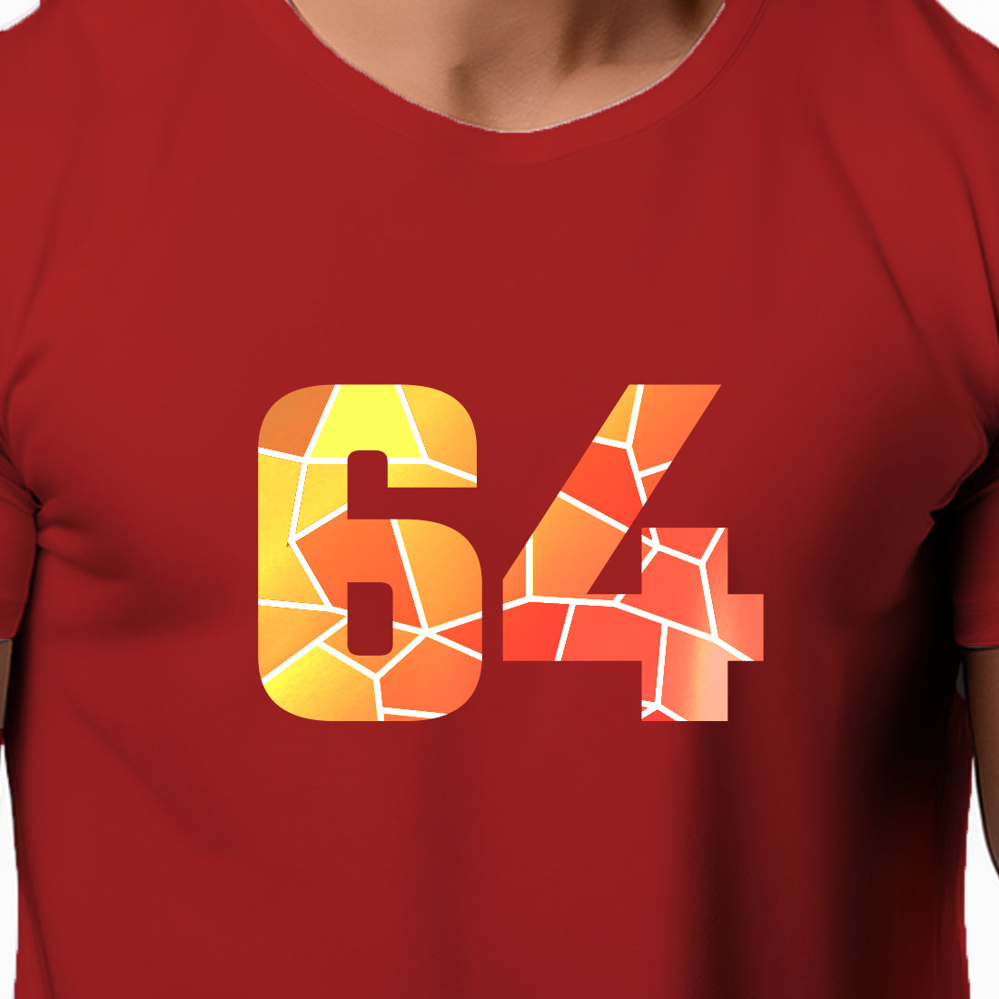 64 Number Men Unisex T-Shirt (Red)