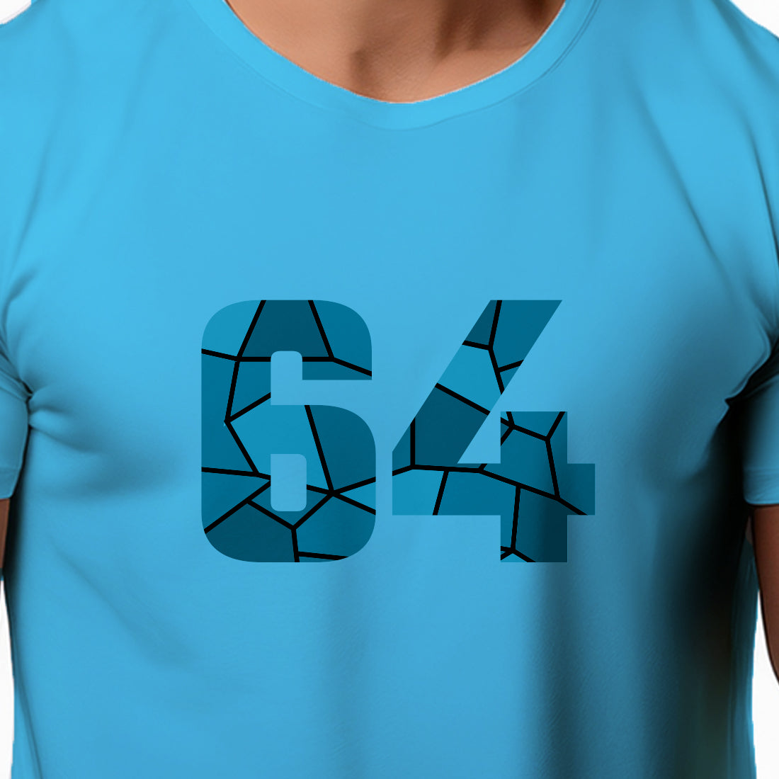 64 Number Men Unisex T-Shirt (Sky Blue)