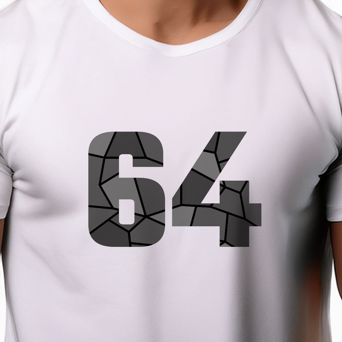 64 Number Men Unisex T-Shirt (White)