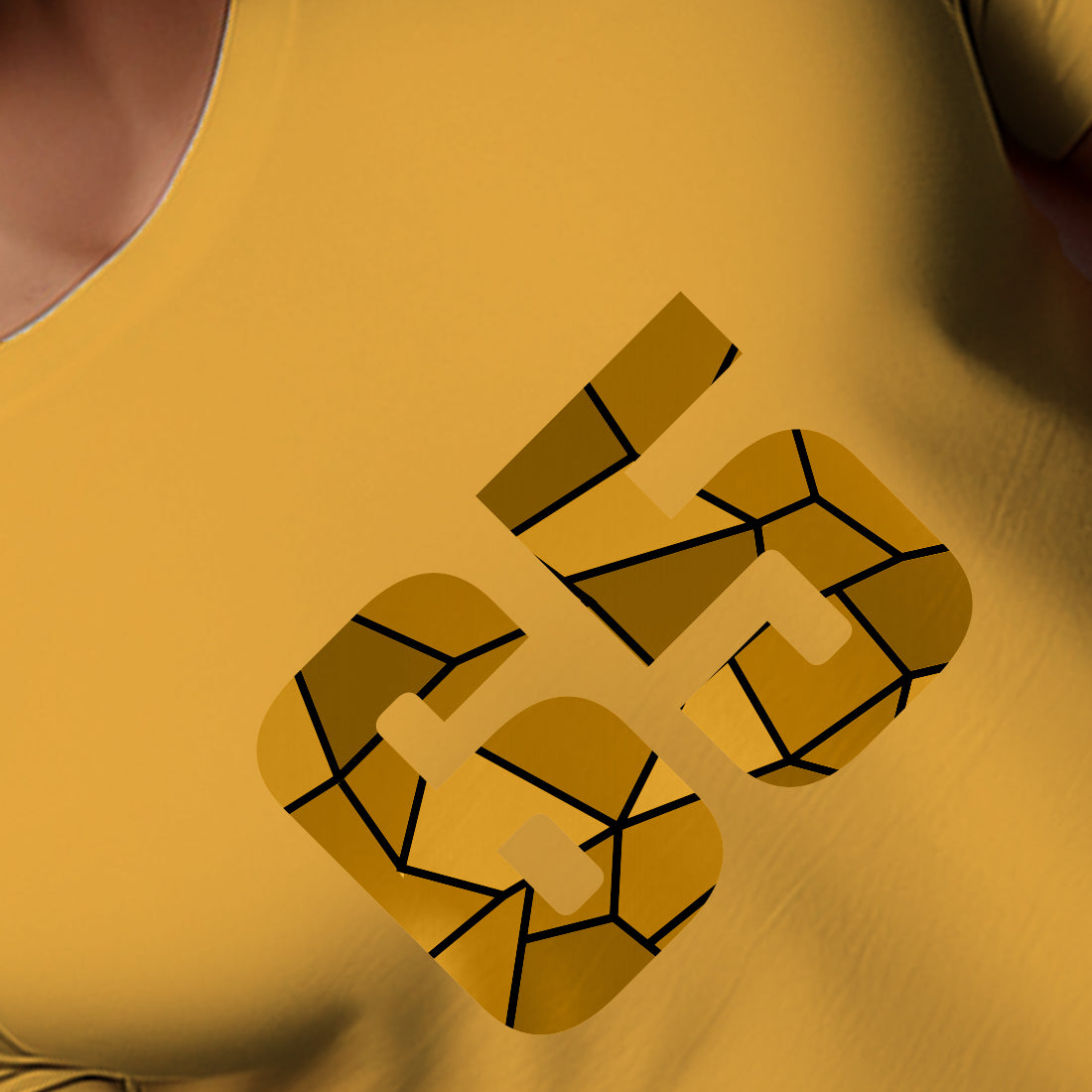 65 Number Men Unisex T-Shirt (Golden Yellow)