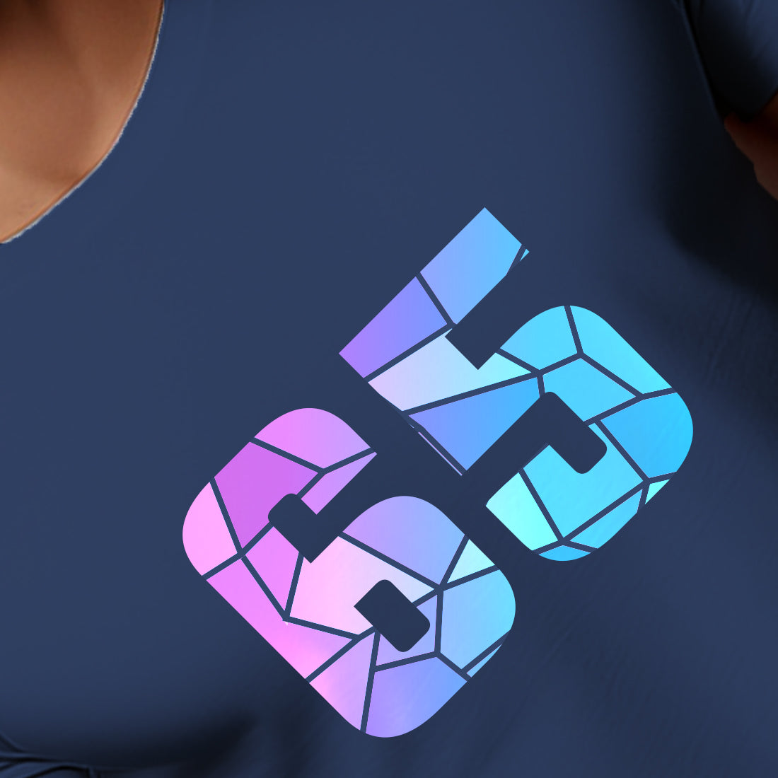 65 Number Men Unisex T-Shirt (Navy Blue)