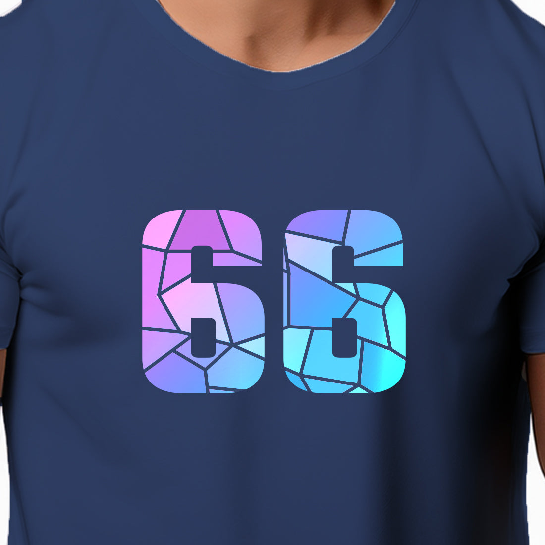 66 Number Men Unisex T-Shirt (Navy Blue)