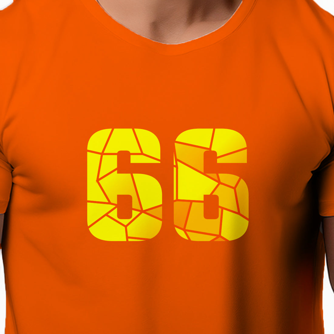 66 Number Men Unisex T-Shirt (Orange)