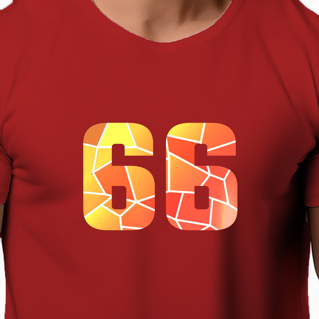 66 Number Men Unisex T-Shirt (Red)