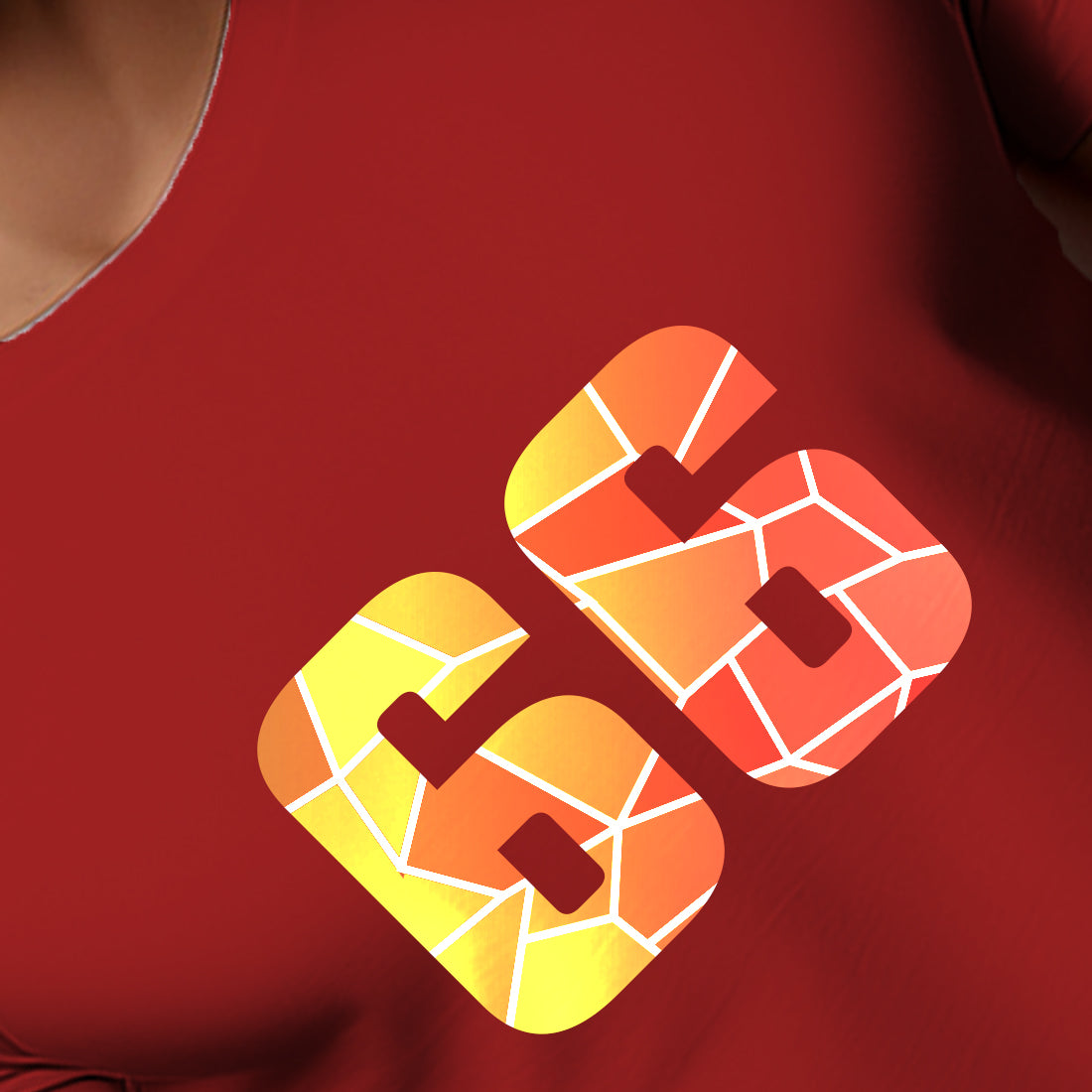 66 Number Men Unisex T-Shirt (Red)