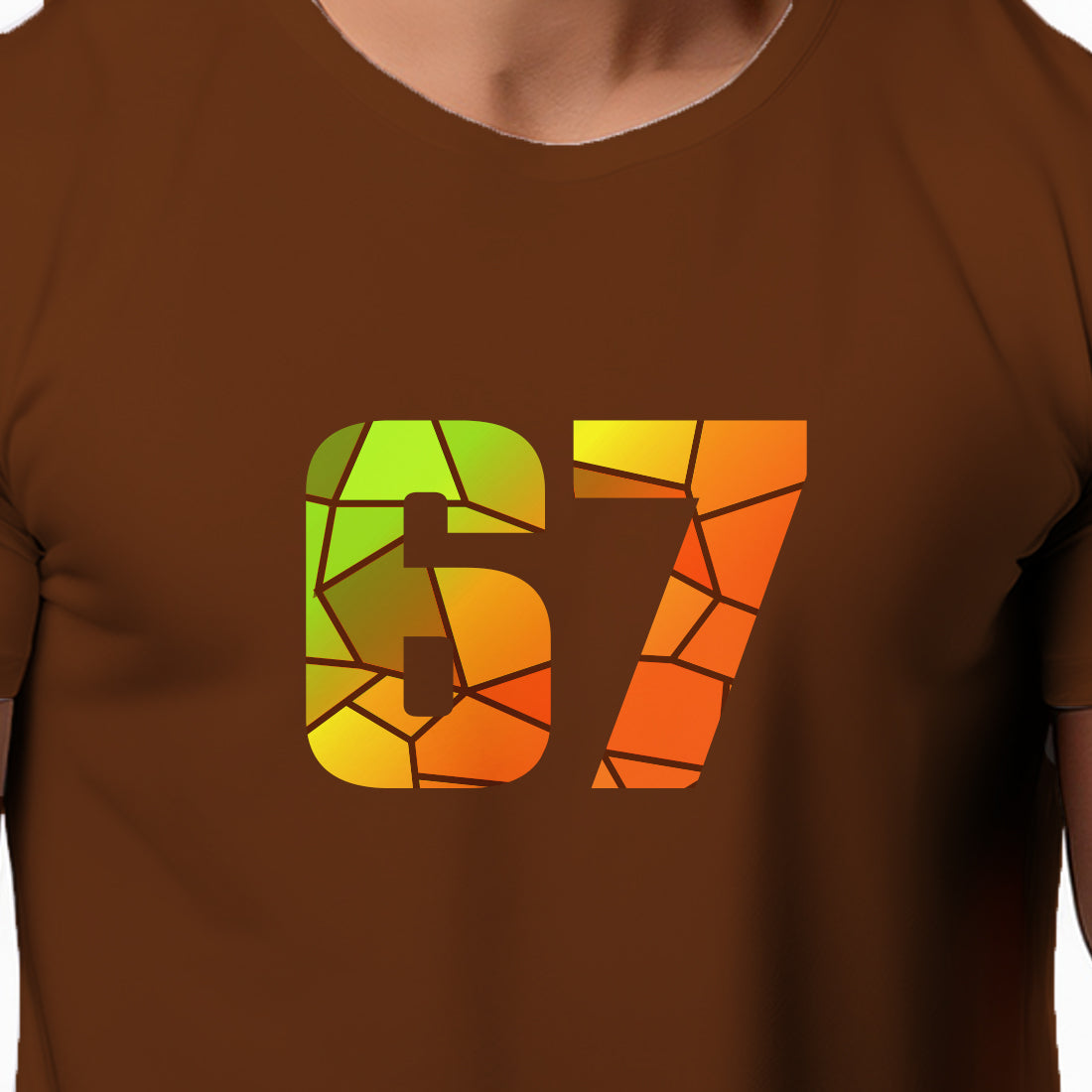 67 Number Men Unisex T-Shirt (Brown)