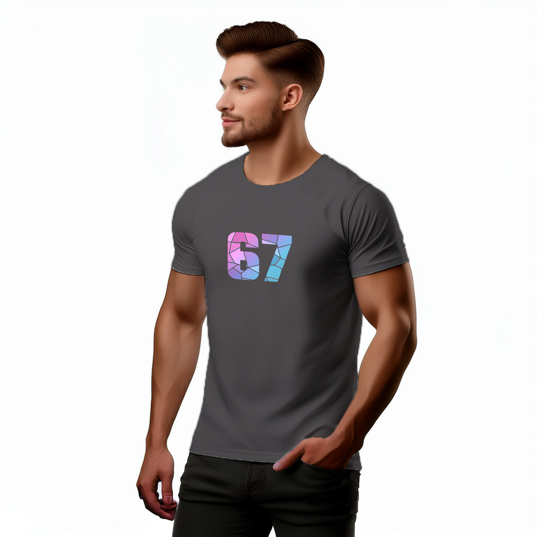 67 Number Men Unisex T-Shirt (Charcoal Grey)
