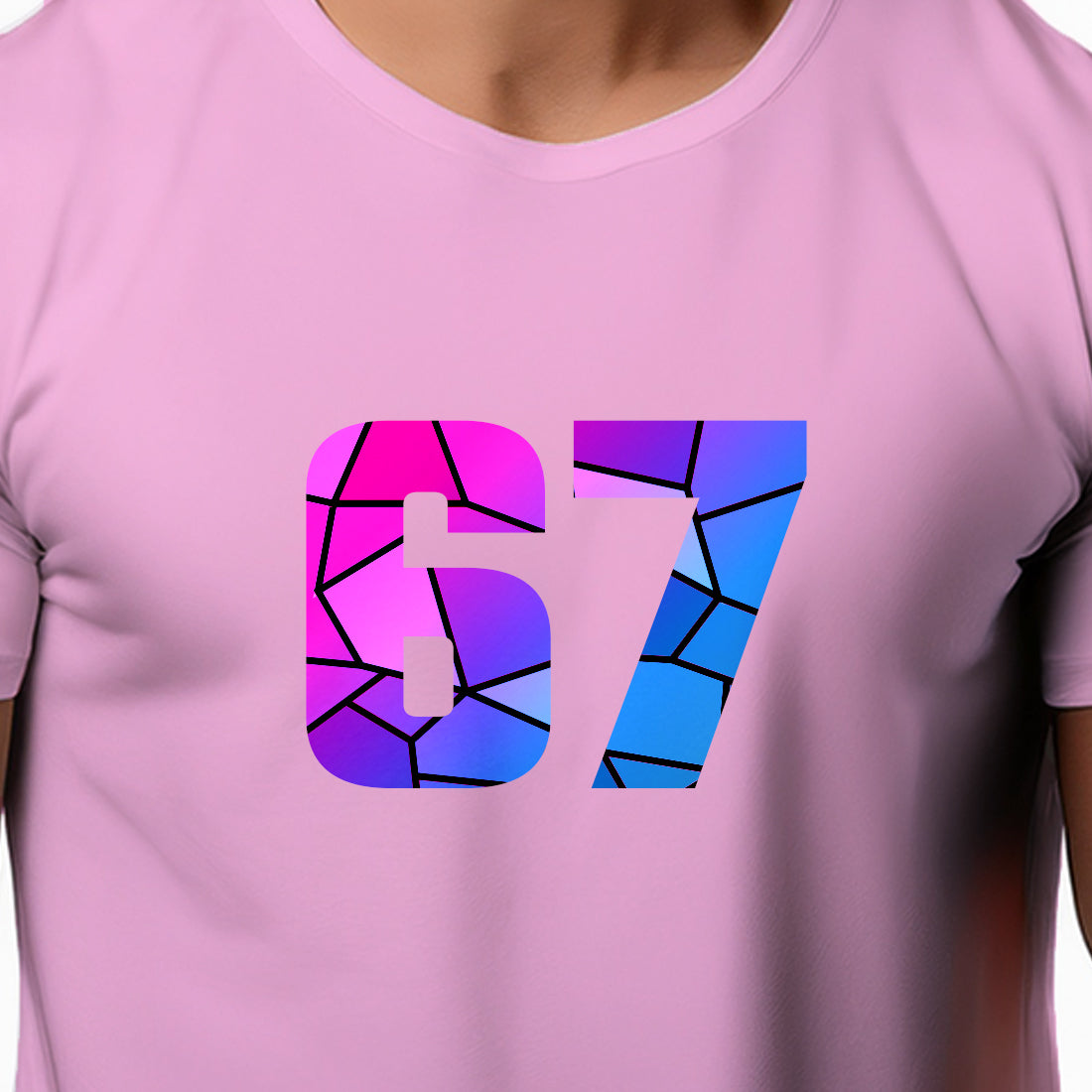 67 Number Men Unisex T-Shirt (Light Pink)