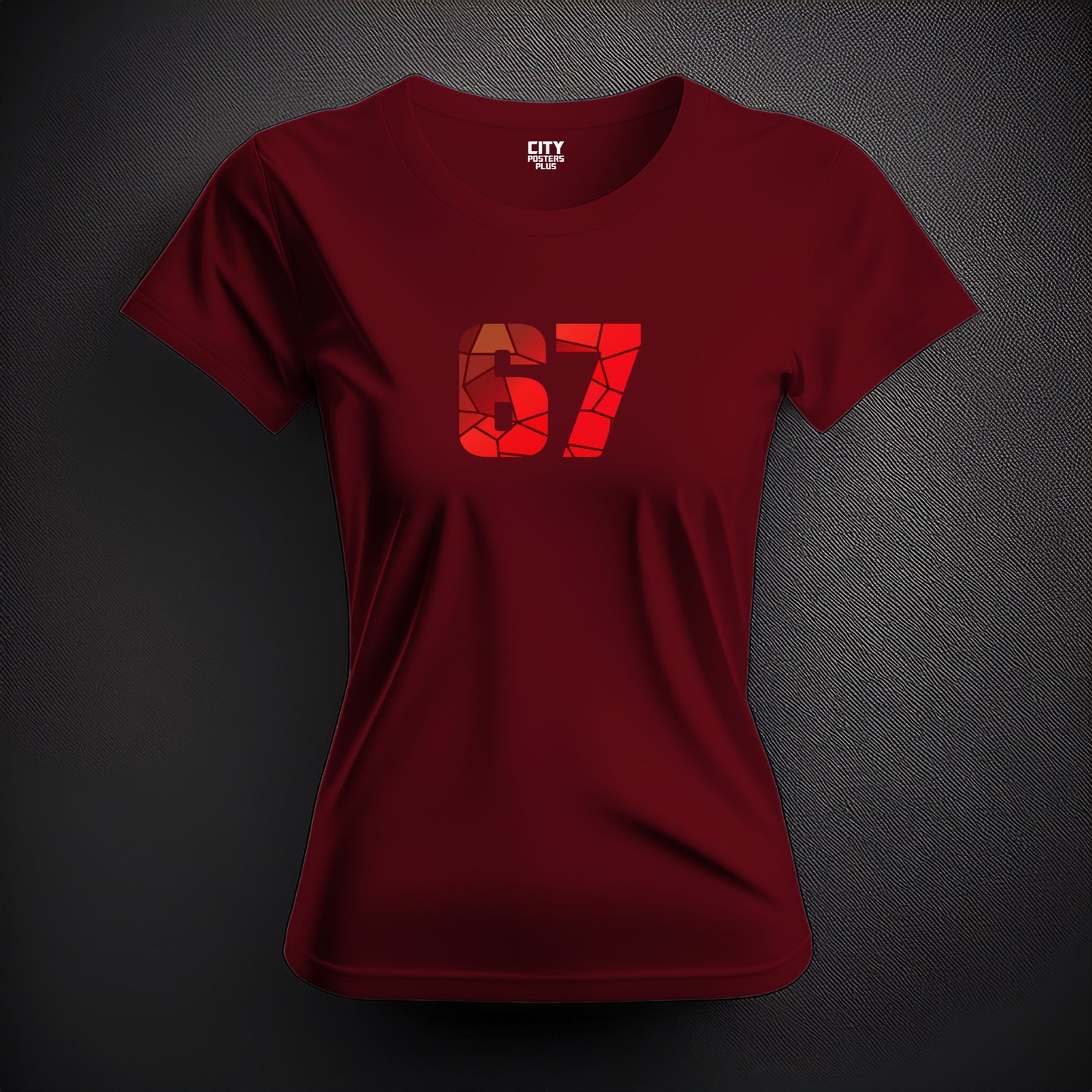 67 Number Women T-Shirt (Maroon)