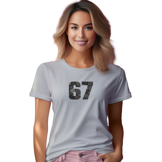 67 Number Women T-Shirt (Melange Grey)