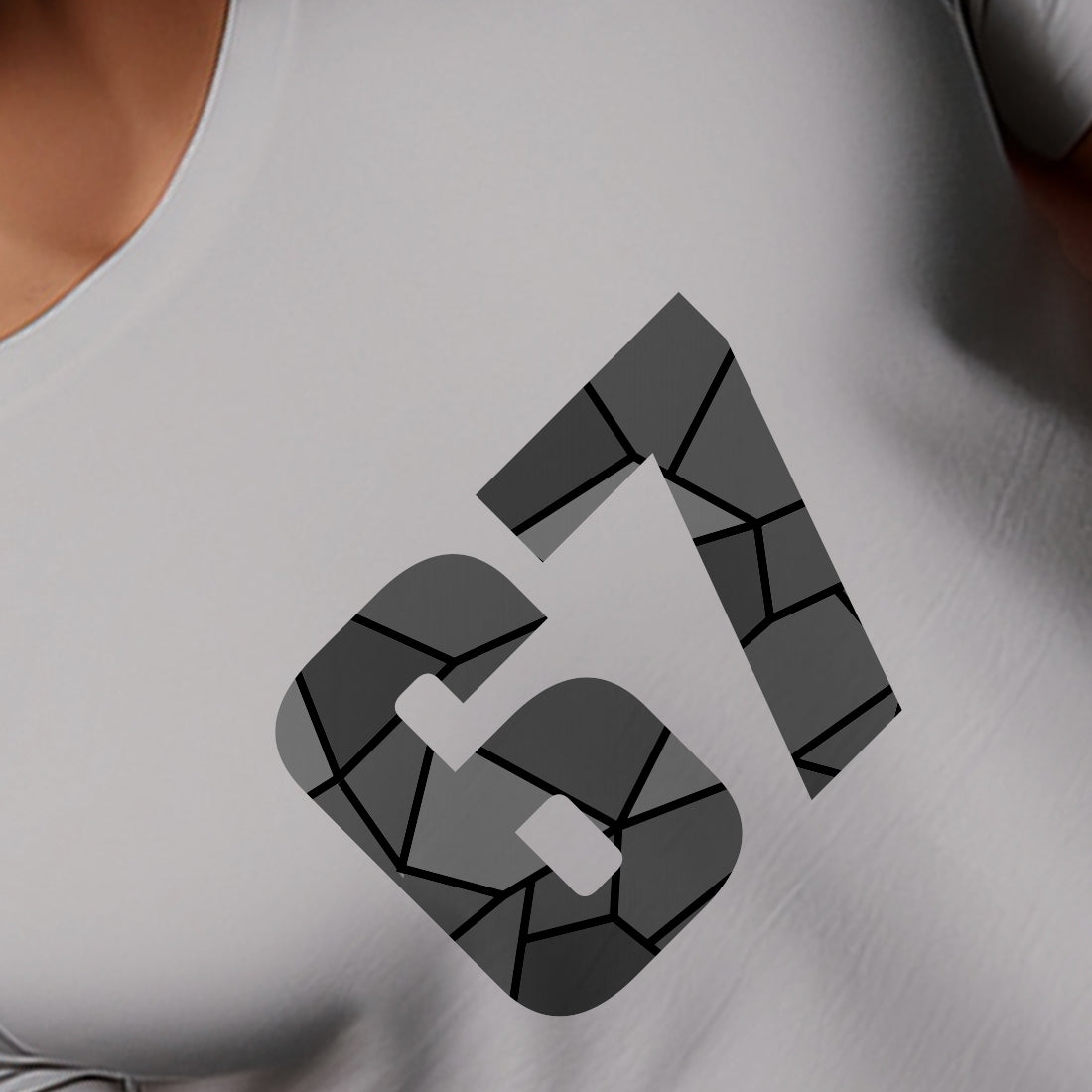 67 Number Men Unisex T-Shirt (Melange Grey)