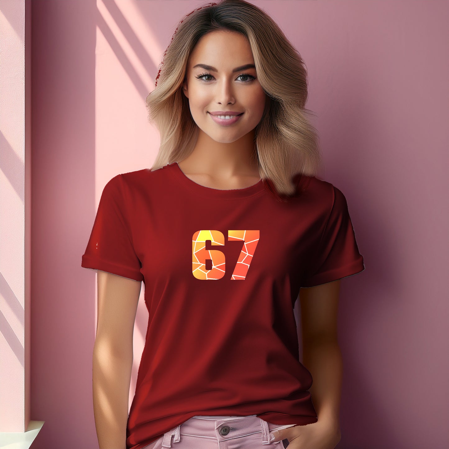 67 Number Women T-Shirt (Red)