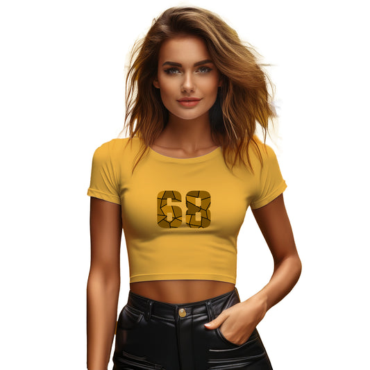 68 Number Women Crop Top (Golden Yellow)