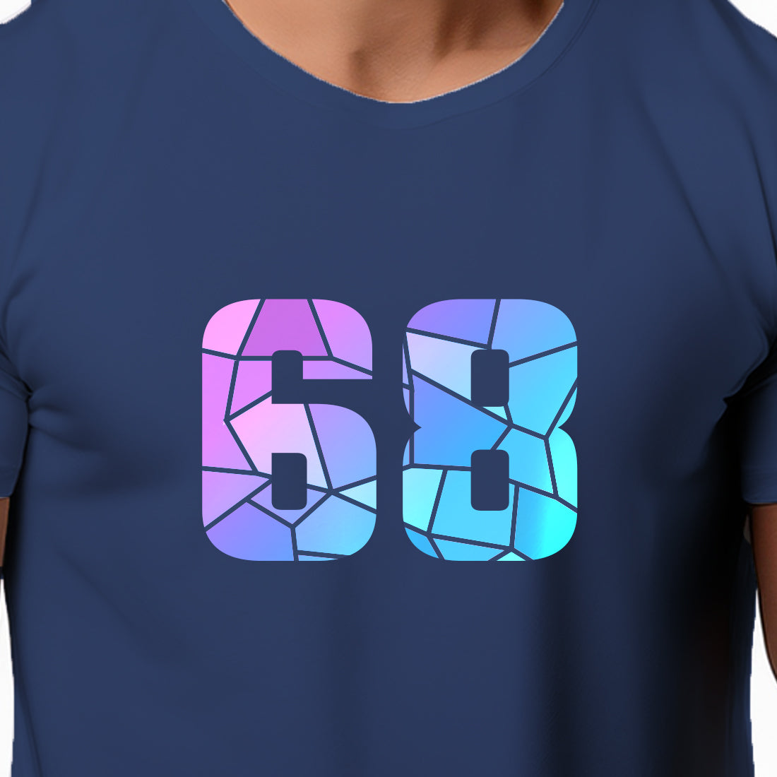 68 Number Men Unisex T-Shirt (Navy Blue)
